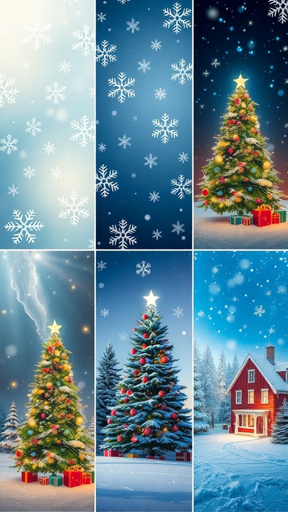 Christmas Wallpaper Aesthetic Vertical Christmas wallpaper designs with festive themes like snowflakes and Christmas trees.